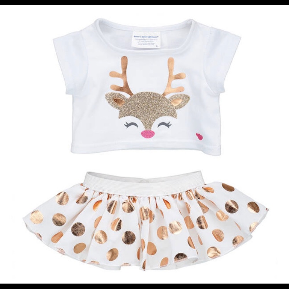 Build a Bear reindeer outfit with bunny slippers